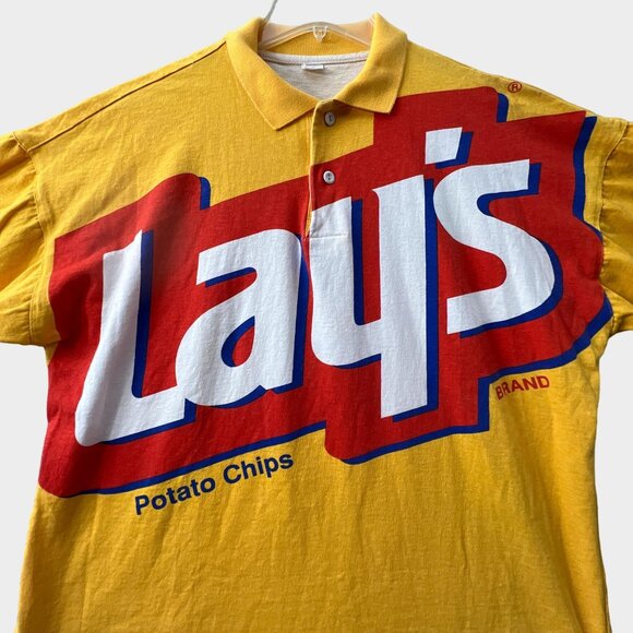 Vintage Lay's Potato Chips Polo Shirt Challenge 93 Mens Large Yellow Spell Out - Picture 2 of 11